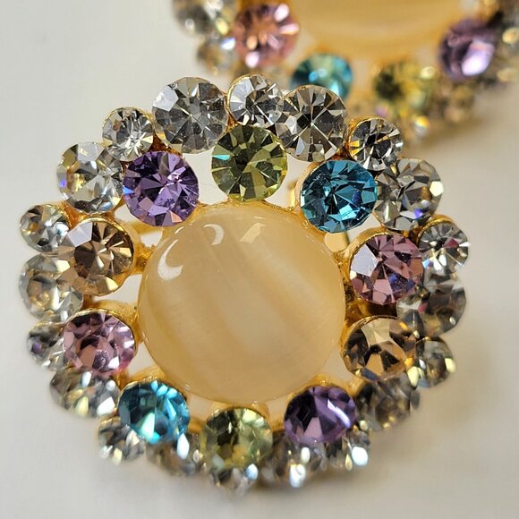 Colorful Crystal Round Earrings - Picture 2 of 10